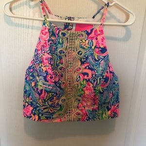 Lilly Pulitzer crop top pop up 60 animals size 8